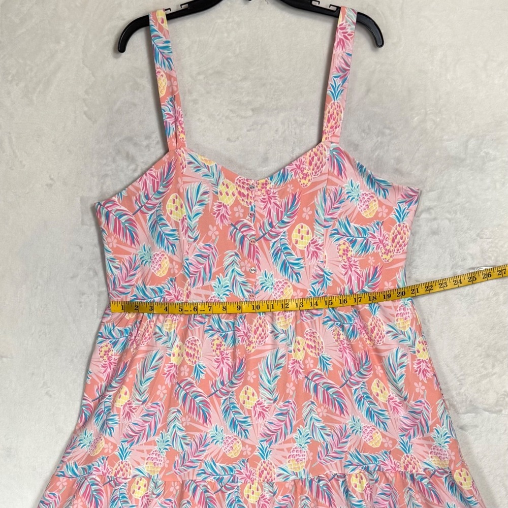 NWT Simply Southern Pineapple Print Midi Dress Size XXL Smocked Back Tiered Boho - Picture 14 of 14